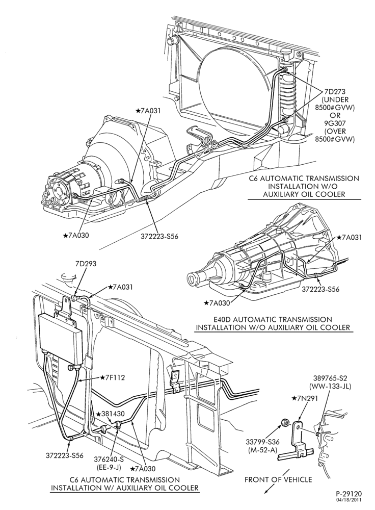AUTOMATIC TRANSMISSION-EXTERNAL PARTS - Oil cooling system - 6 cyl. 4.9L-F250-Over 8500# GVW,F350