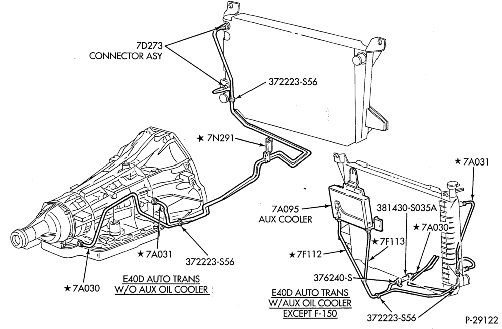AUTOMATIC TRANSMISSION-EXTERNAL PARTS - Oil cooling system - 8 cyl. 5.0L, 5.8L & 7.5L-F250-Over 8500# GVW, F350, F(