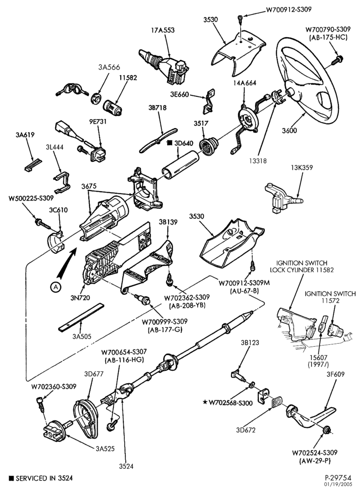 35 - STEERING WHEEL AND COLUMN-Steering column for floor shift