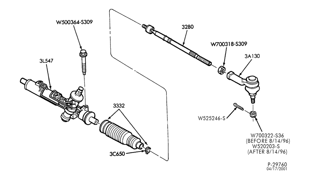 35.1 - STEERING WHEEL AND COLUMN-Power steering system - Steering gear installation