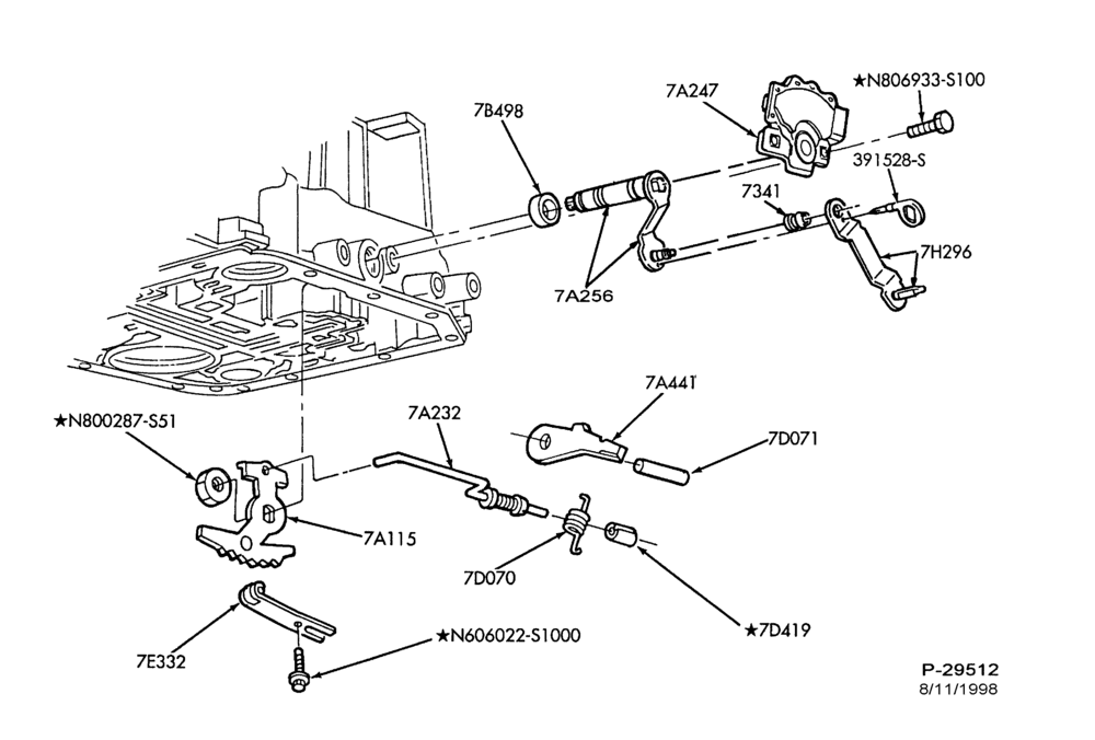 A70.4A - 4R70W TYPE - INTERNAL PARTS-4R70W TYPE - manual control linkage & parking pawl