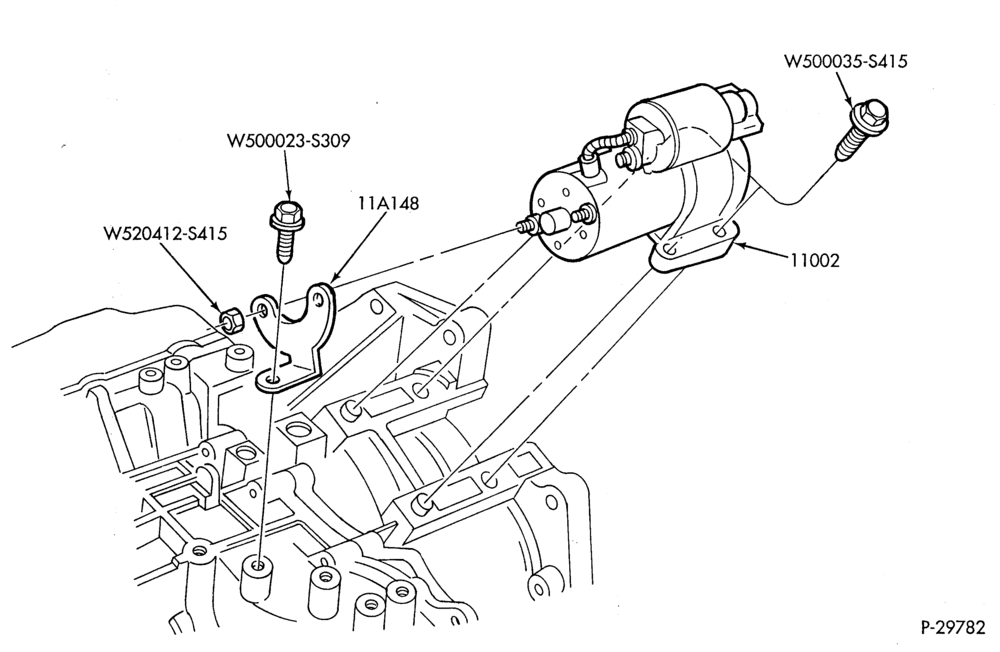 110 - DISTRIBUTOR AND IGNITION SYSTEM-Starter motor installation - 6 cyl. 2.5L