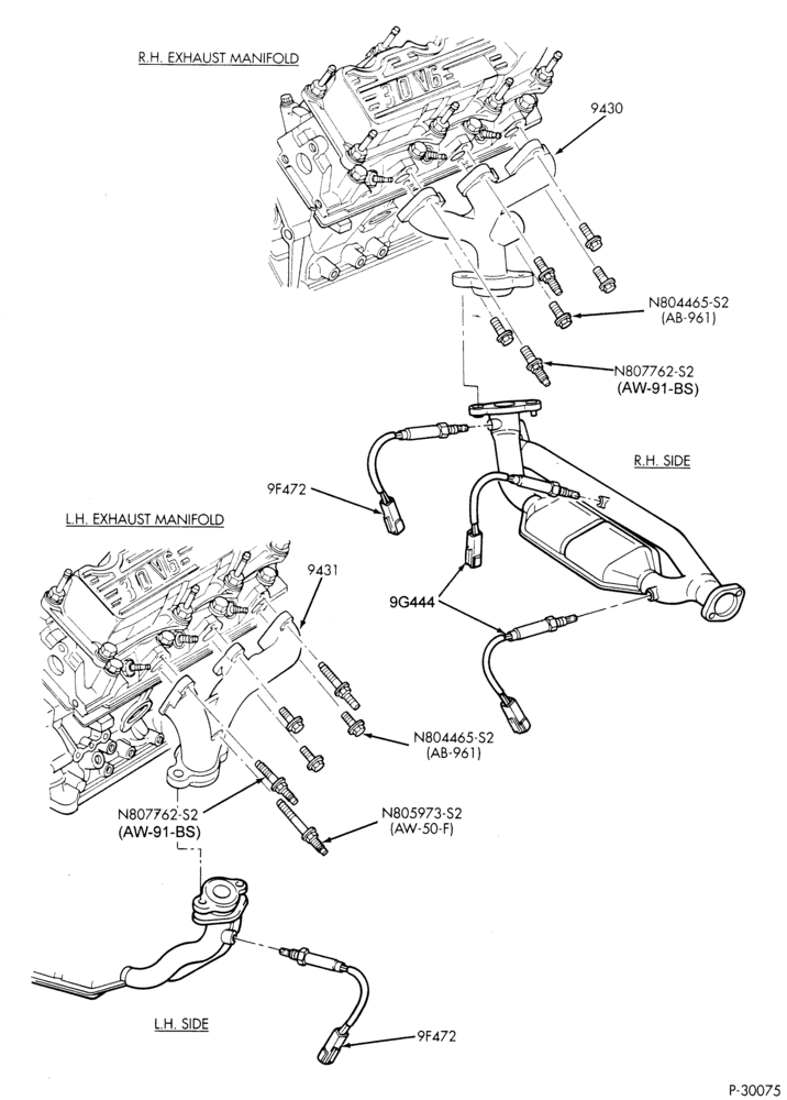 93 - 6 CYL. 3.0L - EXC. SOHC-Manifold & related parts