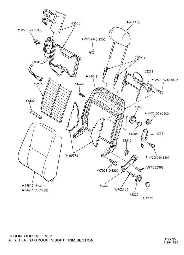 600 - SEATS AND SEAT BELTS-Front seat parts - upper half
