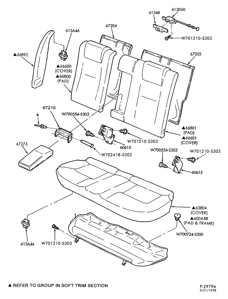610 - SEATS AND SEAT BELTS-Rear seat and related parts