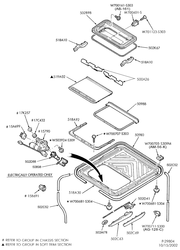 530 - ROOF-Sliding roof & related parts