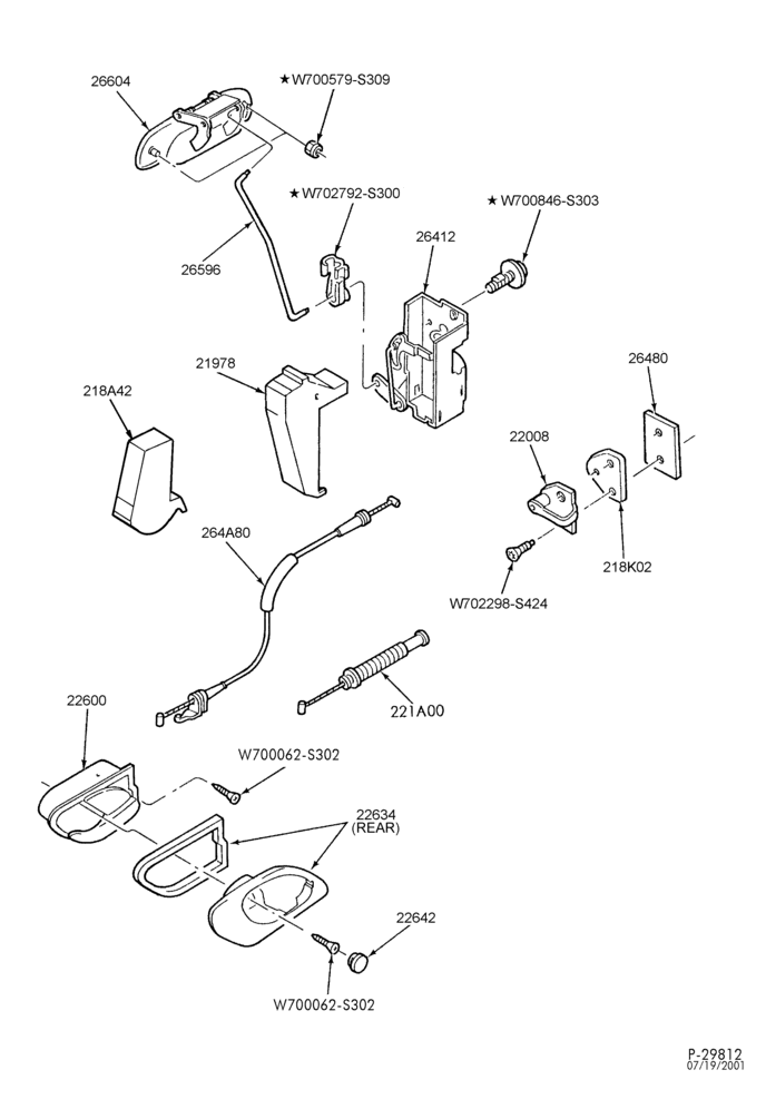 240.1 - BODY SIDES AND QUARTER-Rear door - handles, latch & related parts