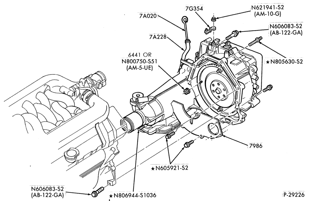 A70.9 - AXOD - E TYPE - EXTERNAL PARTS-AXOD - E TYPE - transmission installation - Taurus - SHO