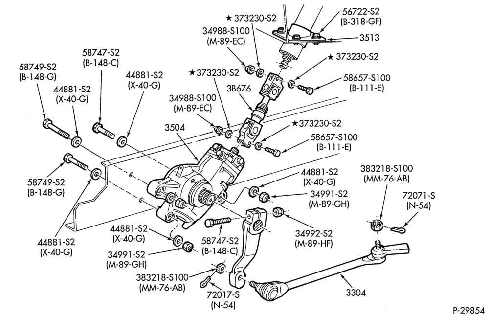 FRONT SUSPENSION AND STEERING-POWER - Gear assembly - Ross TAS-40-F-FT700/900 (Stripped Chassis