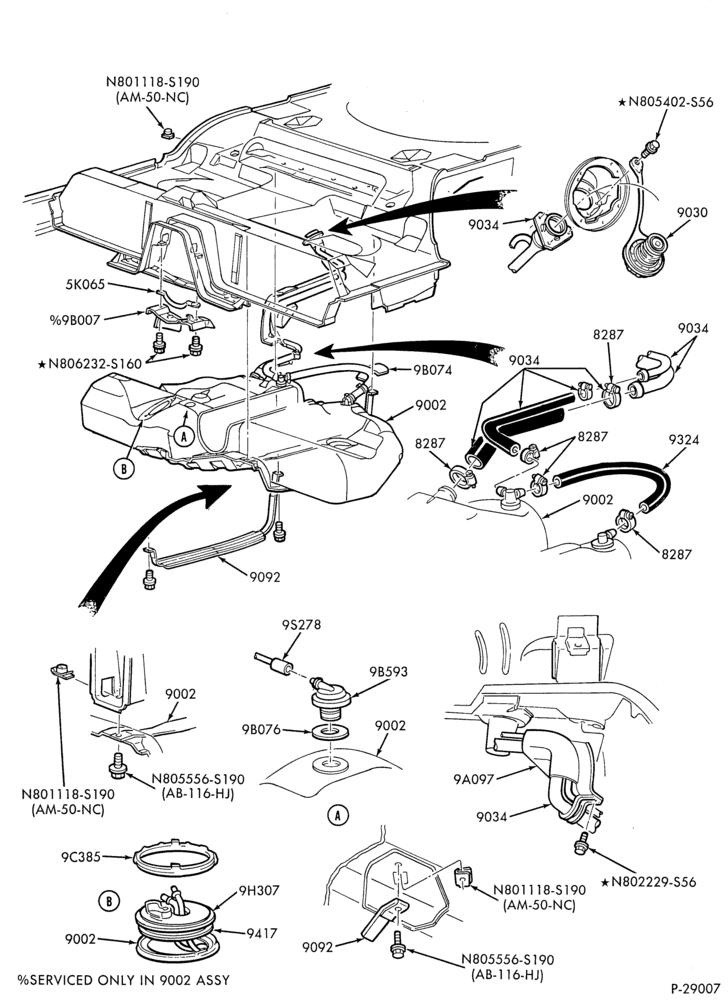 90 - 8 CYL. 4.6L-Fuel system - tank installation