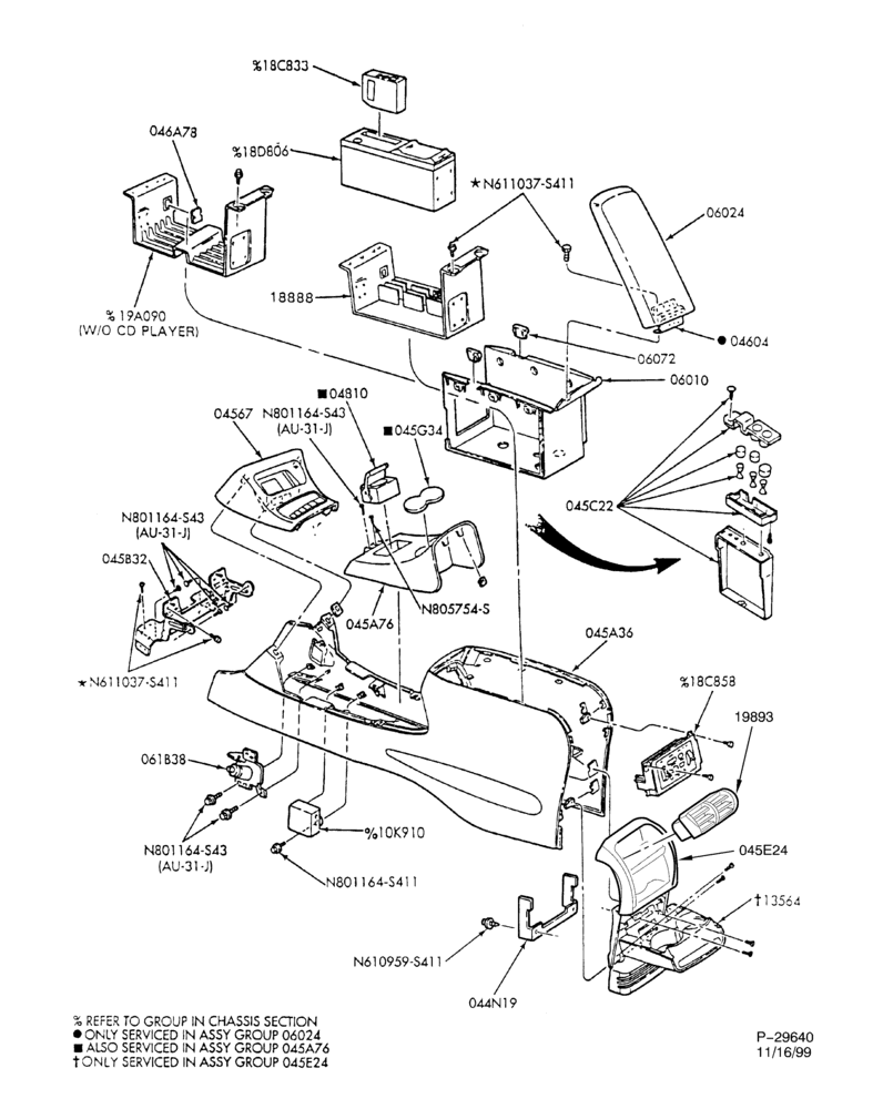 188 - AIR CONDITIONING-Console, bezels & switches-B