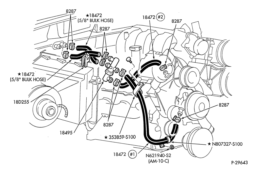 184 - HEATER-Heater hoses - 6 cyl. 4.0L-R