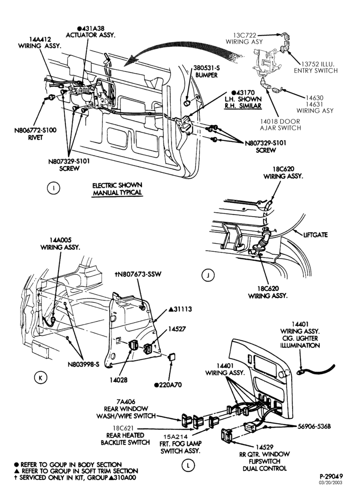 145 - STEERING WHEEL & HORN-Wiring system - power door locks, windows & controls - Page C-TW