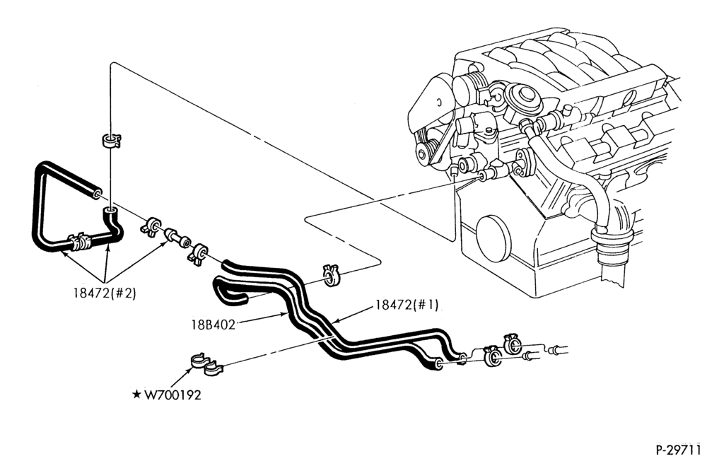 184 - HEATERS-Heater hose installation - 6 cyl. 2.5L