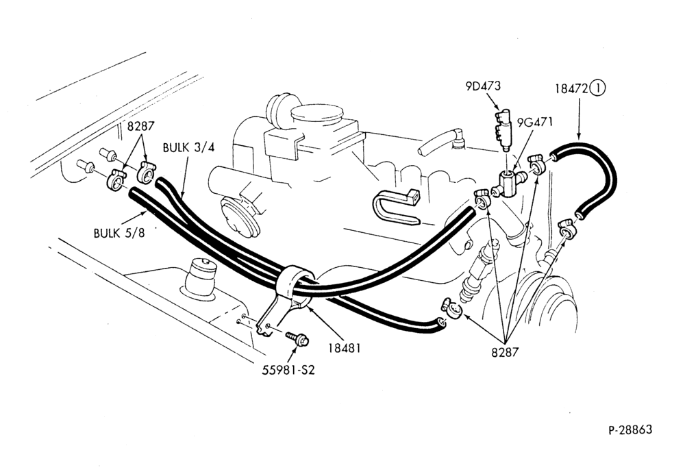 HEATER HOSES & TUBES-6 cyl. - 3.3L-F,J