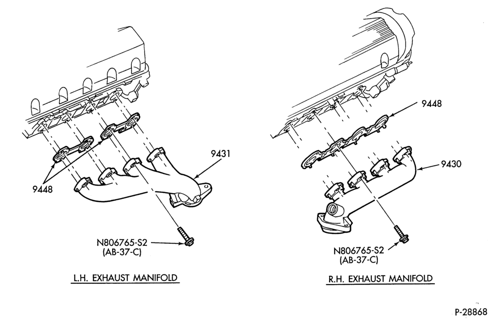 90.1 - 8 CYL. 4.6L-Manifold installation - exhaust