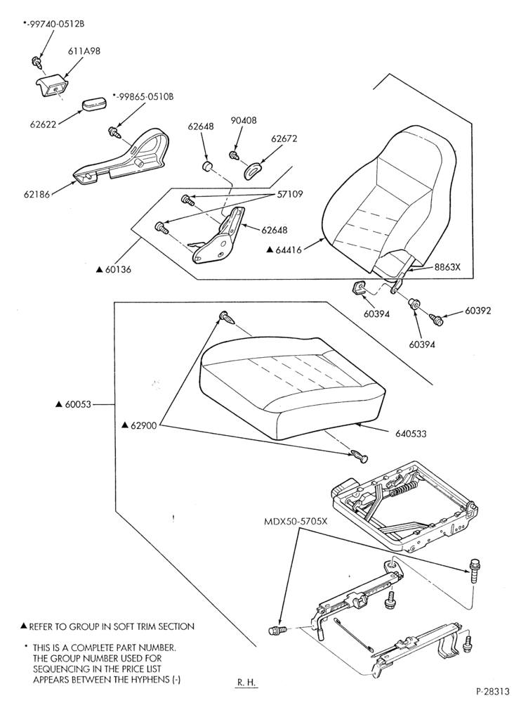 600 - SEATS AND SEAT BELTS-Front seat mechanism - R.H.
