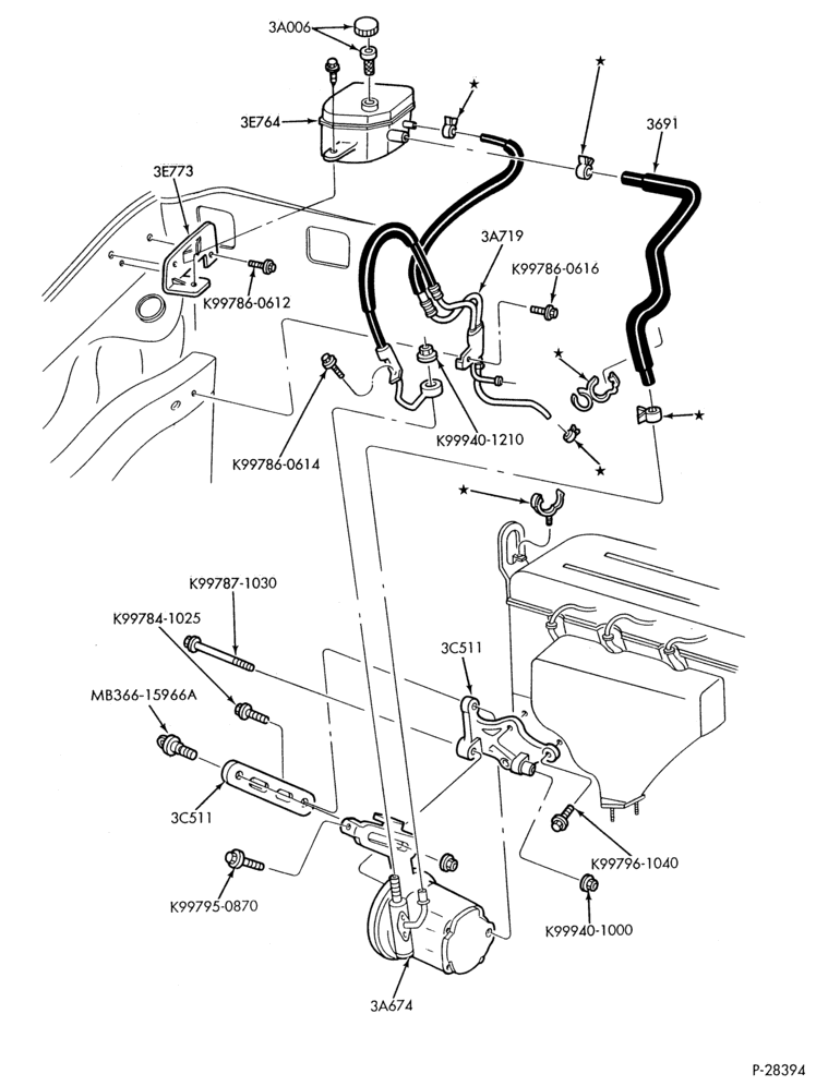 36.1 - POWER STEERING SYSTEM-Pump installation - 4 cyl. 1.3L
