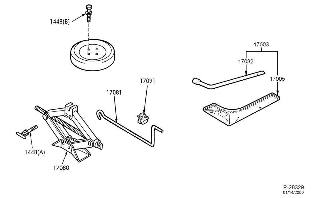 175.1 - SPEEDOMETER, BUMPERS, MIRRORS AND WIPERS-Jack and spare wheel parts