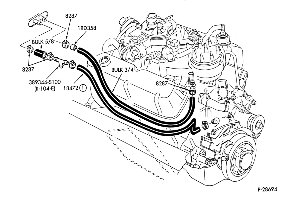 HEATER HOSES & TUBES-8 cyl. - 5.0L - w/o A/C-F,J