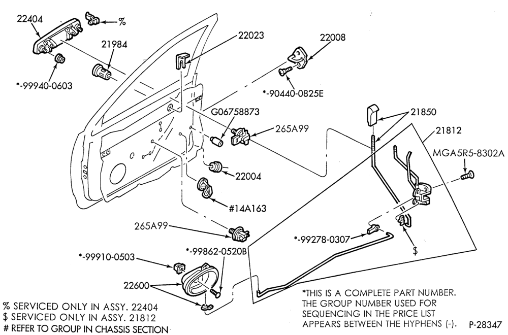 230.1 - BODY SIDES AND QUARTER-Handles & latch parts - front door
