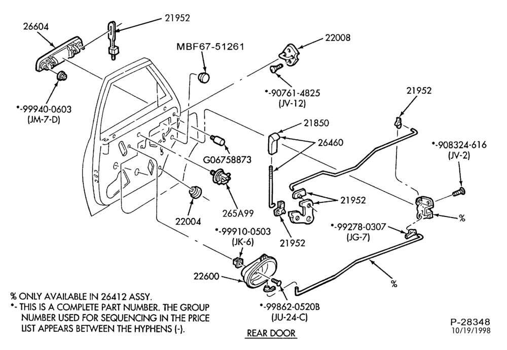 240.1 - BODY SIDES AND QUARTER-Handles & latch parts - rear door