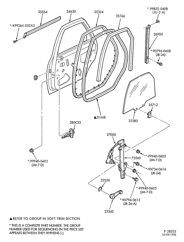 240 - BODY SIDES AND QUARTER-Window parts - rear door