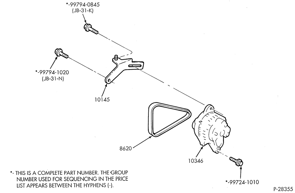 103.1 - STARTER, IGNITION AND HEADLAMP SWITCHES-Alternator mounting brackets - 4 cyl. 1.3L