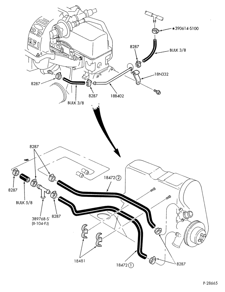 HEATER HOSES & TUBES-4 cyl. - 2.3L-F,J