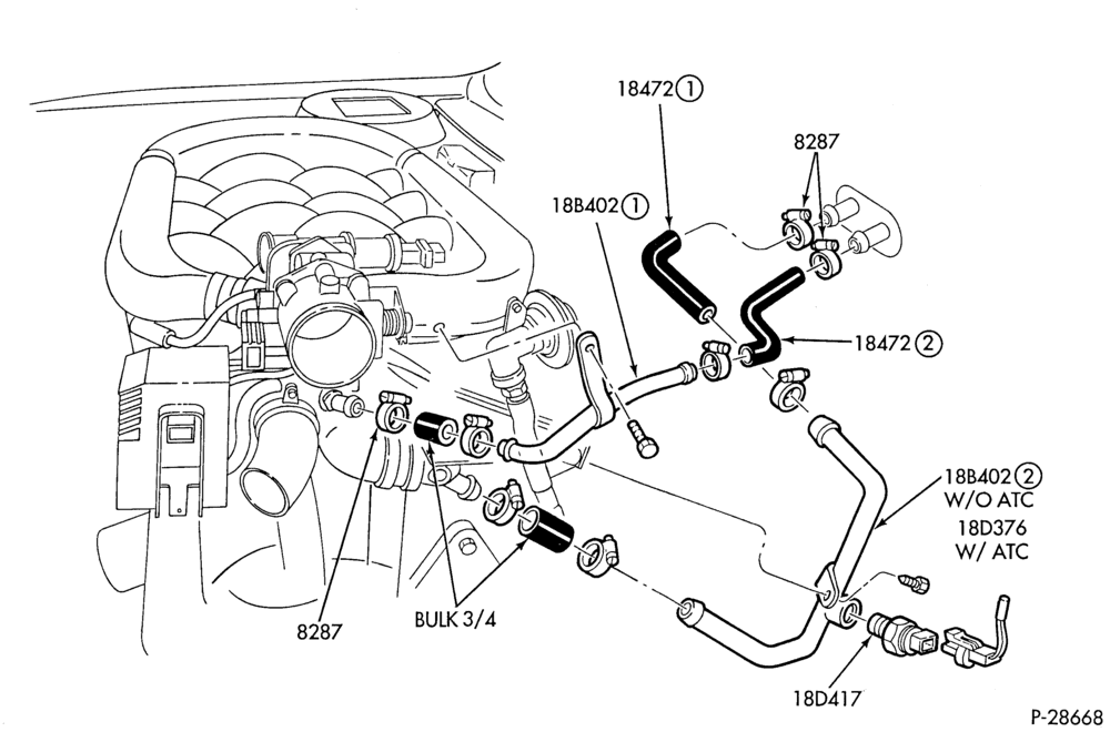HEATER HOSES & TUBES-6 cyl. - 3.0L - SHO-E,ME