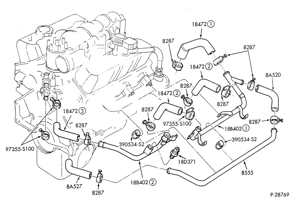 HEATER HOSES & TUBES-6 cyl. - 3.0L - w/ATC-E,ME