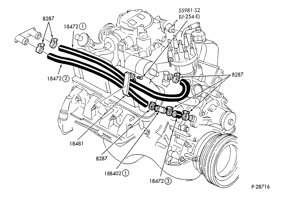 HEATER HOSES & TUBES-8 cyl. - 4.2L-F,J