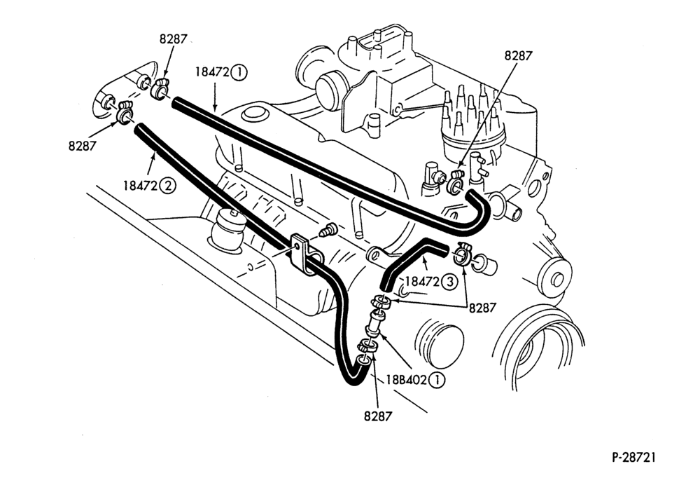 HEATER HOSES & TUBES-8 cyl. - 4.2L-F,J