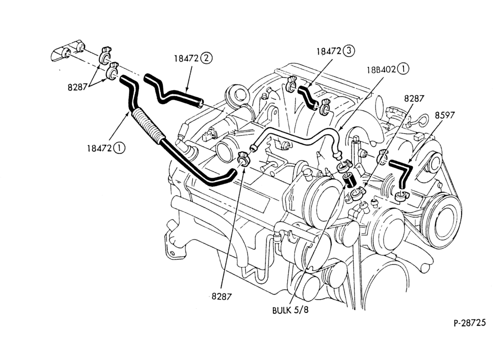 HEATER HOSES & TUBES-6 cyl. - 3.8L - w/o ATC-S,MF