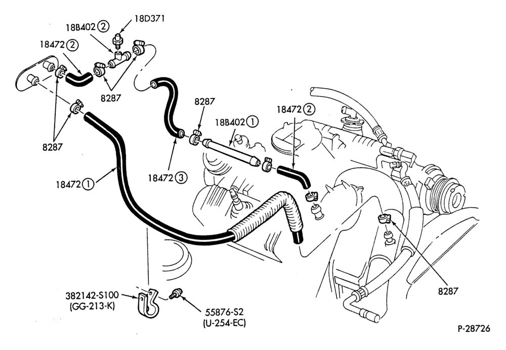 HEATER HOSES & TUBES-6 cyl. - 3.8L - w/ATC-S,MF