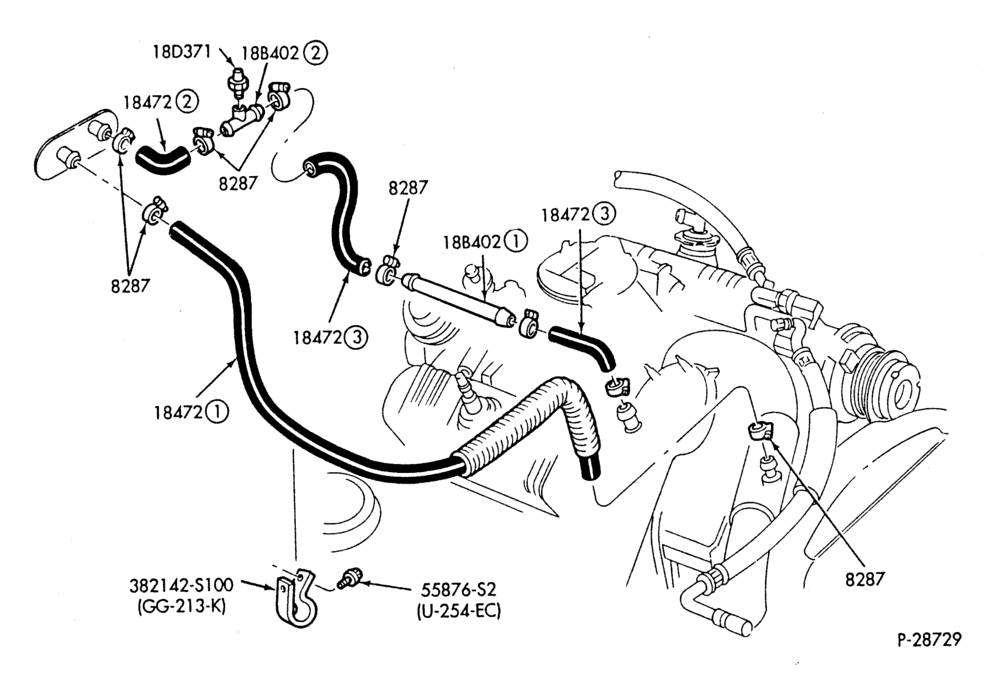 HEATER HOSES & TUBES-6 cyl. - 3.8L - w/ATC-S,MF