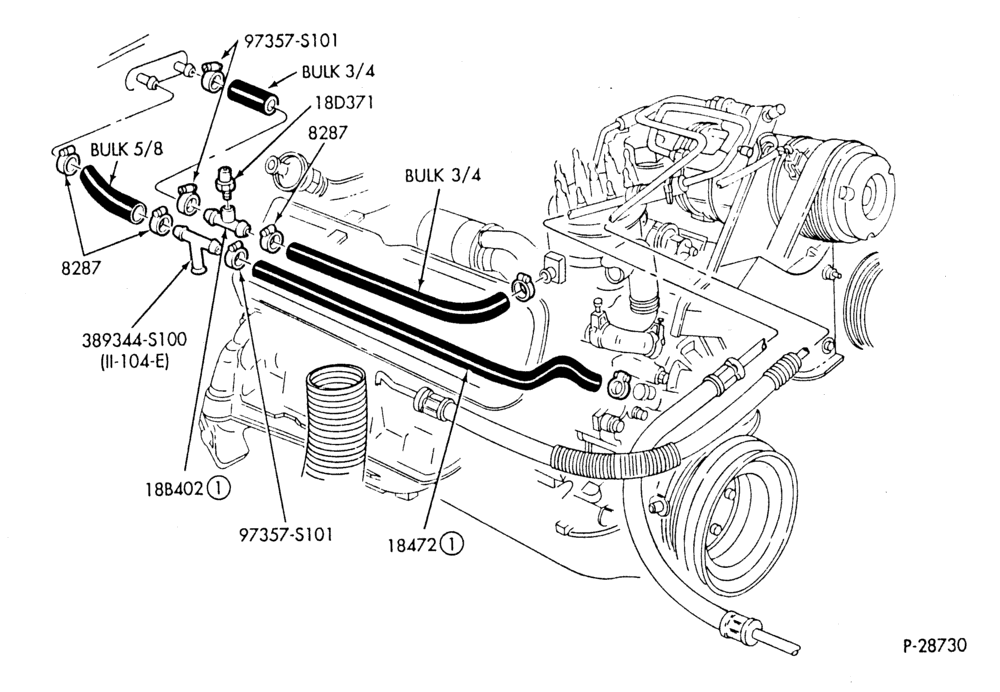 HEATER HOSES & TUBES-8 cyl. - 5.0L - w/A/C - w/ATC-S,MF