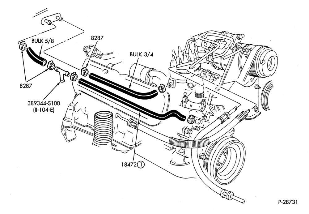 HEATER HOSES & TUBES-8 cyl. - 5.0L - w/A/C - w/o ATC-S,MF