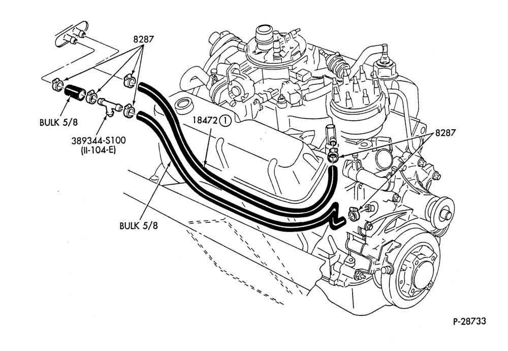 HEATER HOSES & TUBES-8 cyl. - 5.0L - w/o A/C-S,MF