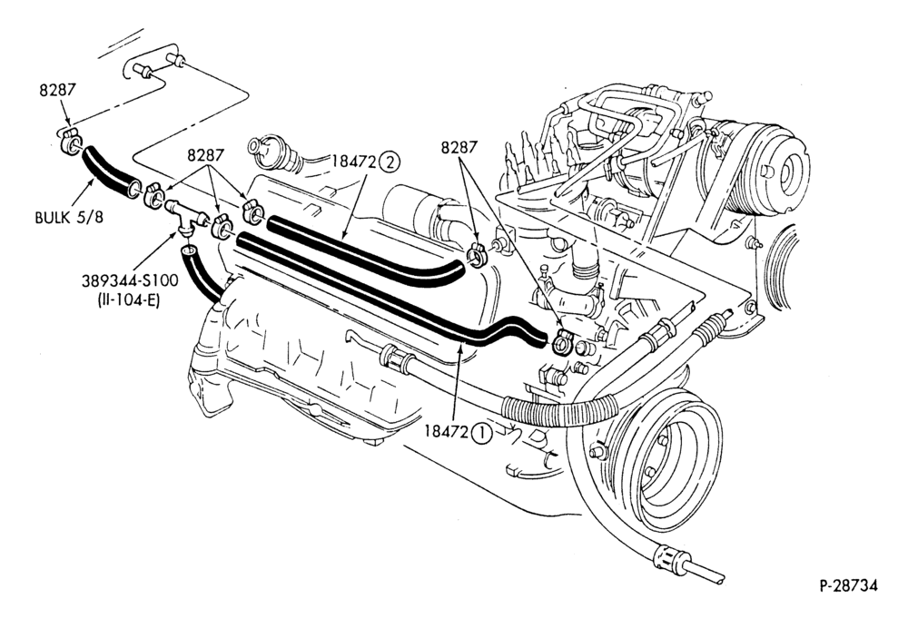 HEATER HOSES & TUBES-8 cyl. - 5.0L - w/A/C-S,MF