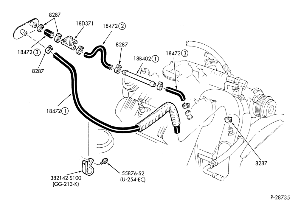 HEATER HOSES & TUBES-6 cyl. - 3.8L - w/ATC-S,MF