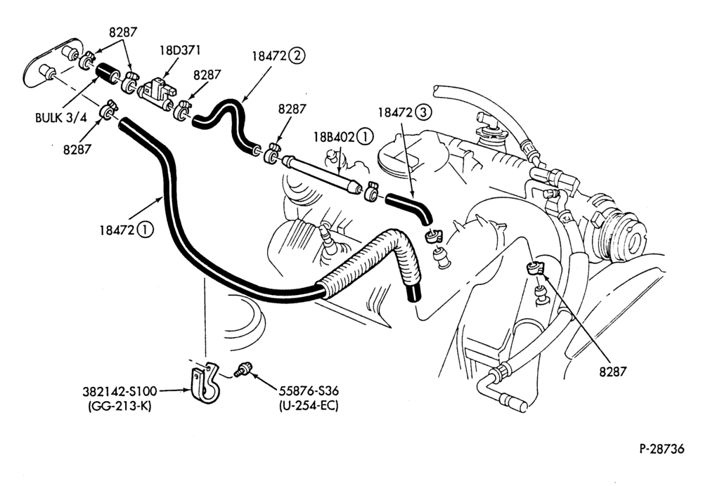 HEATER HOSES & TUBES-6 cyl. - 3.8L - w/o ATC-S,MF