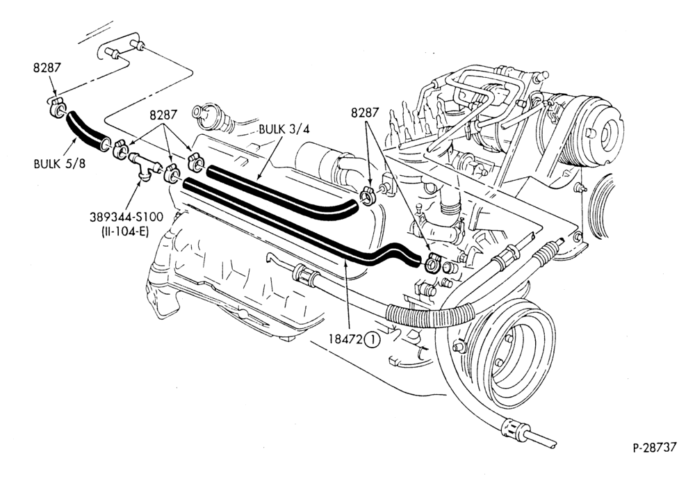 HEATER HOSES & TUBES-8 cyl. - 5.0L - w/A/C-S,MF