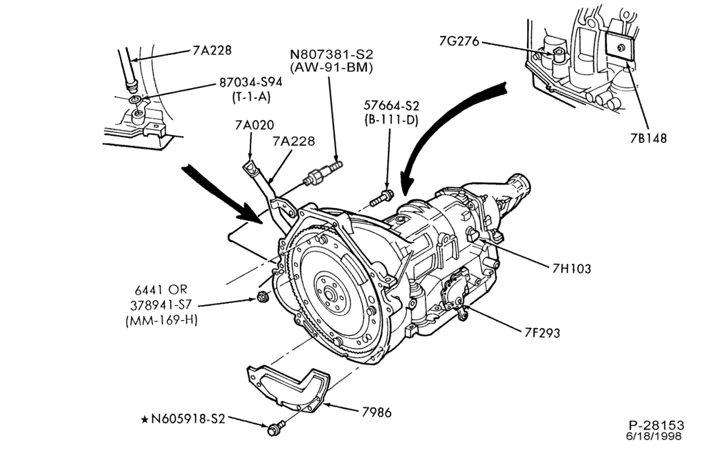 A70.4A - 4R70W TYPE - EXTERNAL PARTS-4R70W TYPE - transmission installation - 8 cyl. 5.0L