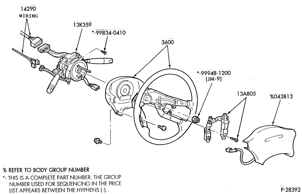 137 - STEERING WHEEL & HORN-4-spoke wheel & horn