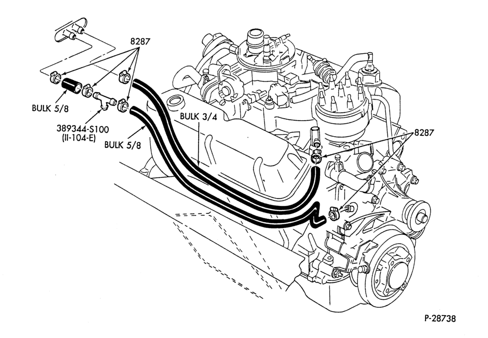 HEATER HOSES & TUBES-8 cyl. - 5.0L - w/o A/C-S,MF