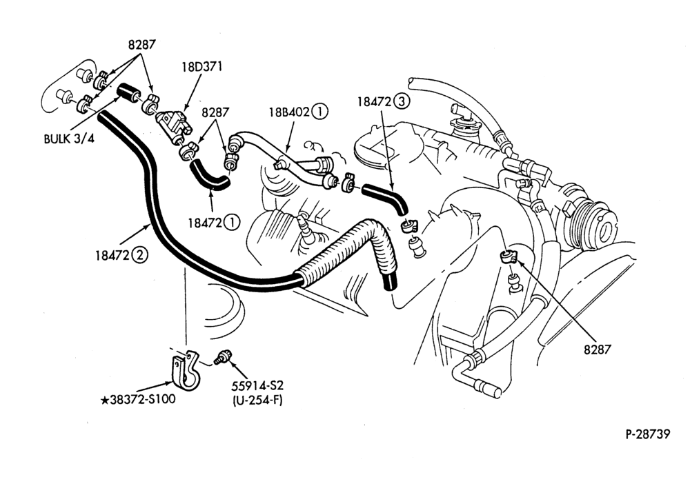 HEATER HOSES & TUBES-6 cyl. - 3.8L - w/ATC-S,MF