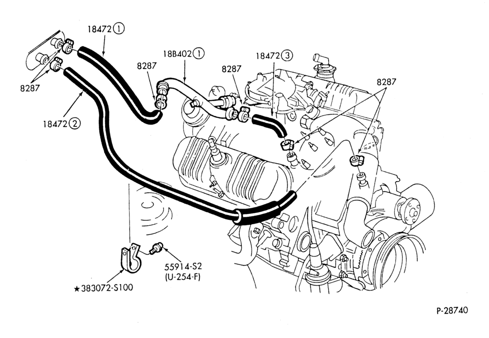HEATER HOSES & TUBES-6 cyl. - 3.8L - w/o ATC-S,MF
