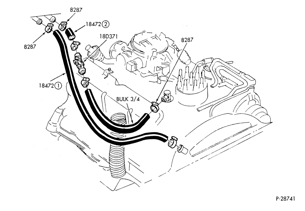 HEATER HOSES & TUBES-8 cyl. - 4.2L - w/ATC-S,MF