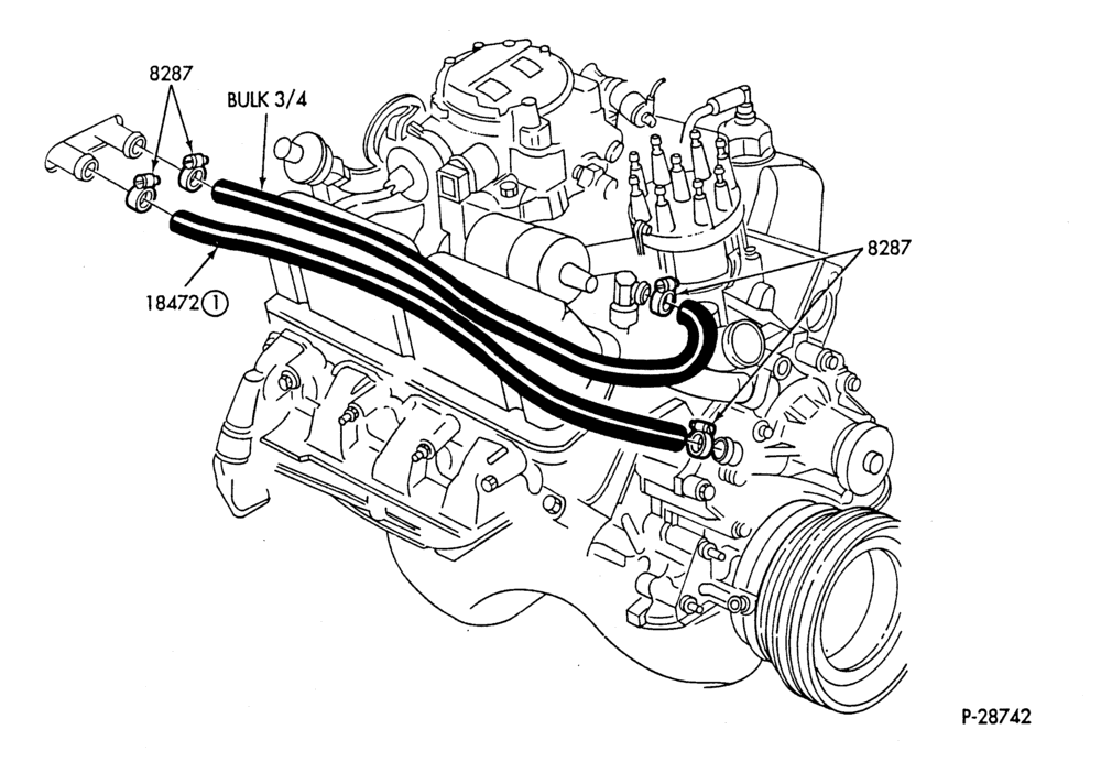 HEATER HOSES & TUBES-8 cyl. - 4.2L & 5.0L - w/o ATC-S,MF